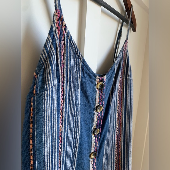 Rip Curl River Song Striped Button Front Mini Dress - Picture 3 of 6